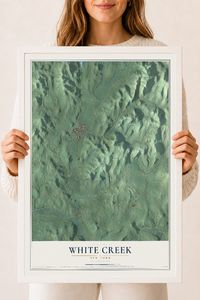 Map of White Creek, New York, 18 x 24 inch print in a white wood frame