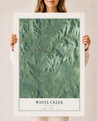 Map of White Creek, New York, 24 x 36 inch print in a white wood frame