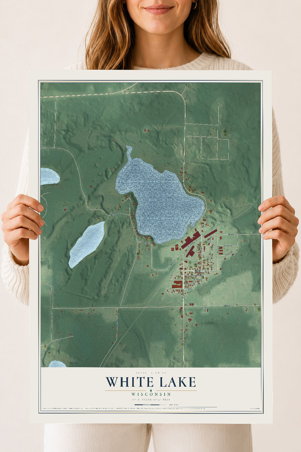 Map of White Lake, Wisconsin, 18 x 24 inch unframed archival matte print