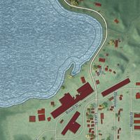 Close-up of the map of White Lake, Wisconsin print showing street and building detail