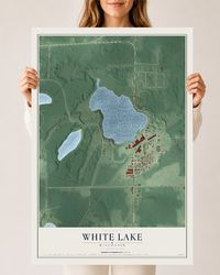 Map of White Lake, Wisconsin, 24 x 36 inch unframed archival matte print