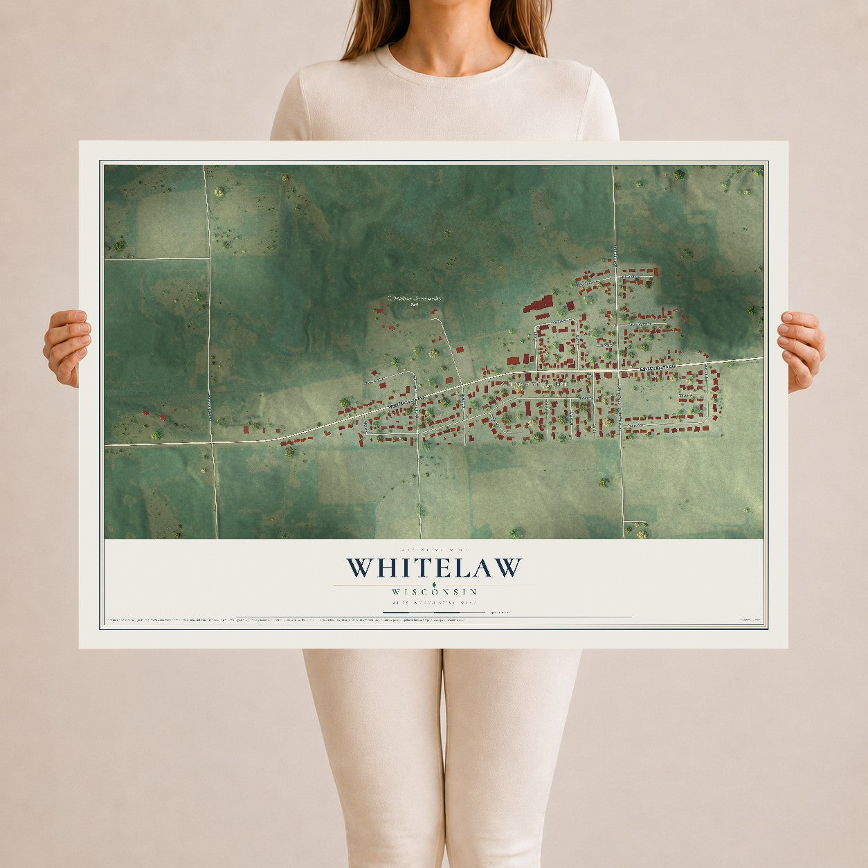 Map of Whitelaw, Wisconsin, 24 x 36 inch unframed archival matte print