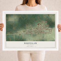 Map of Whitelaw, Wisconsin, 18 x 24 inch print in a white wood frame