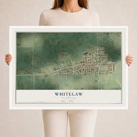 Map of Whitelaw, Wisconsin, 24 x 36 inch print in a white wood frame