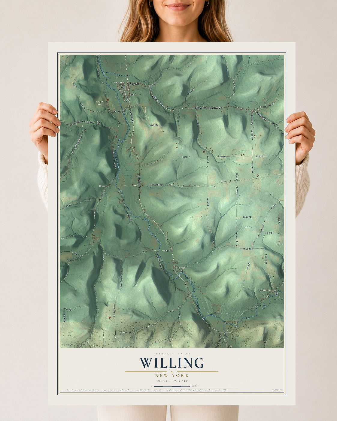 Map of Willing, New York, 24 x 36 inch unframed archival matte print