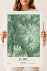 Map of Willing, New York, 18 x 24 inch print in a white wood frame