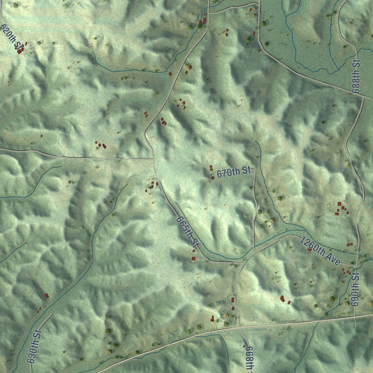 Close-up of the map of Wilson, Dunn County, Wisconsin print showing street and building detail