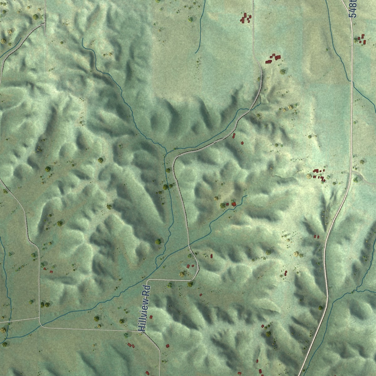 Second close-up of the map of Wilson, Dunn County, Wisconsin print showing more streets and buildings