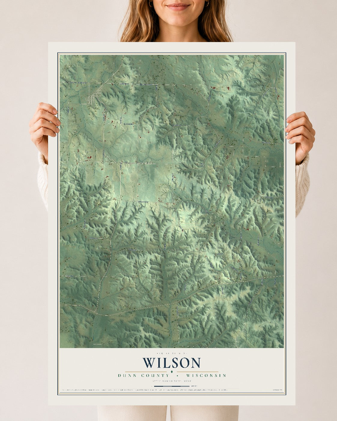 Map of Wilson, Dunn County, Wisconsin, 24 x 36 inch unframed archival matte print