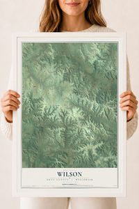 Map of Wilson, Dunn County, Wisconsin, 18 x 24 inch print in a white wood frame
