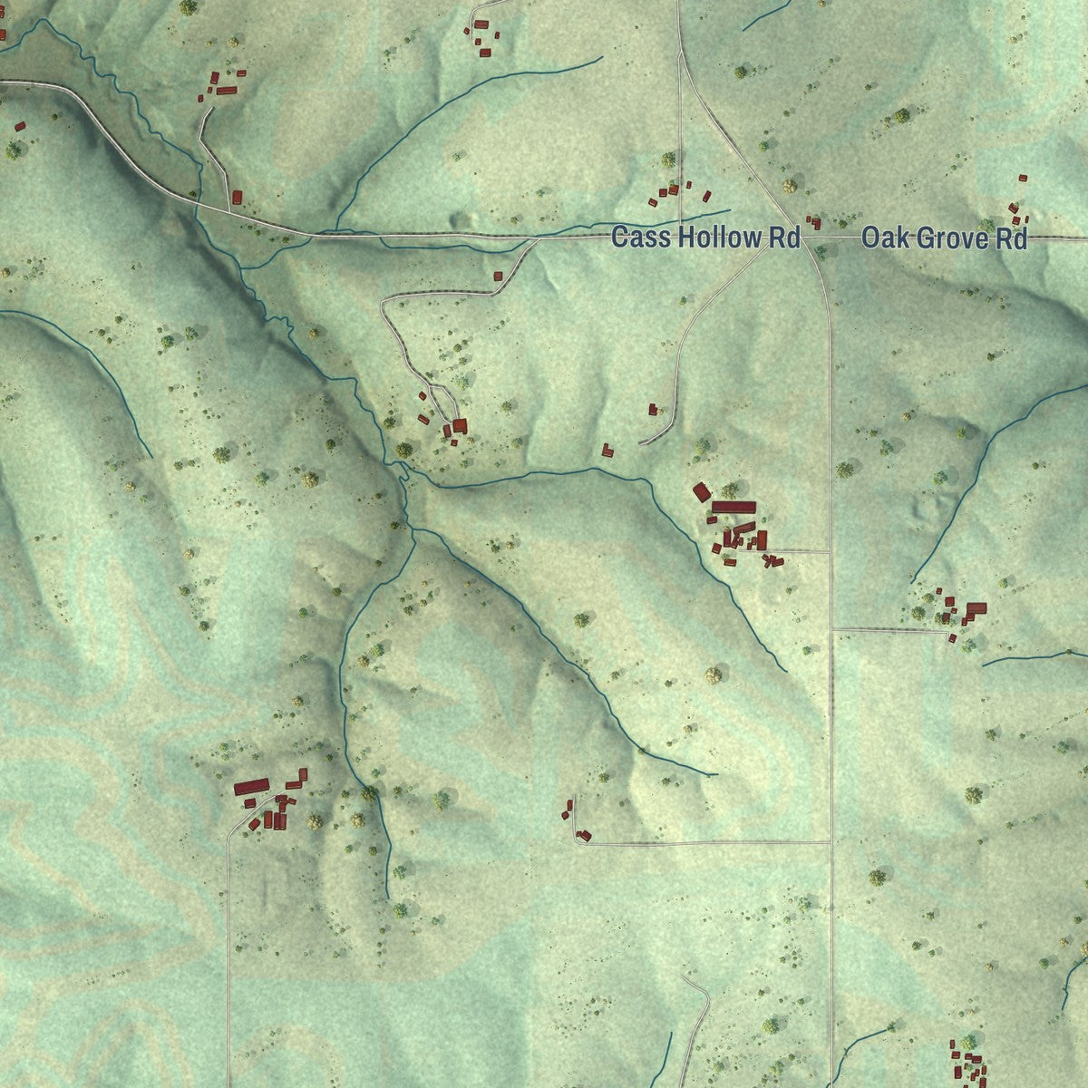 Second close-up of the map of Wingville, Wisconsin print showing more streets and buildings