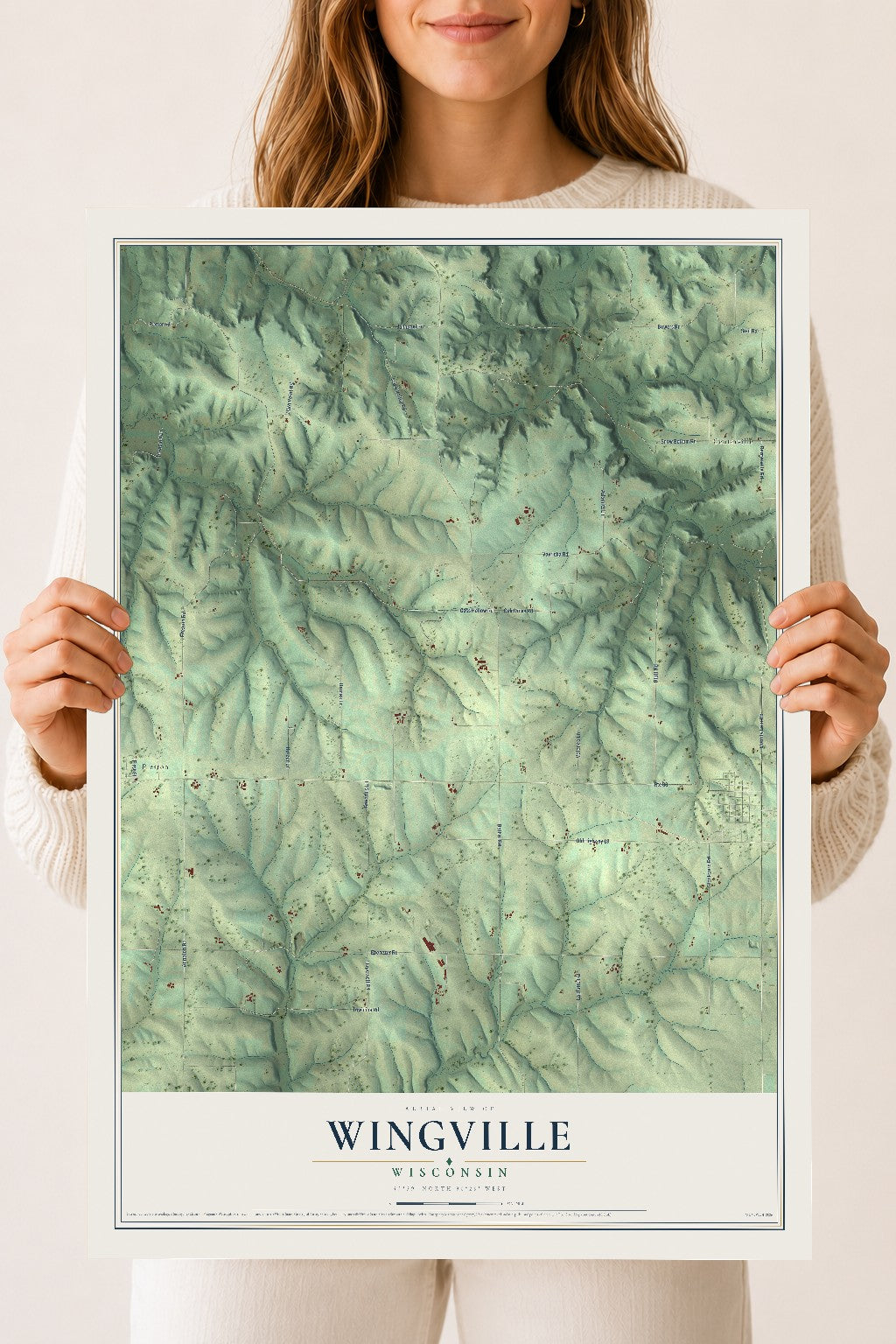 Map of Wingville, Wisconsin, 18 x 24 inch unframed archival matte print
