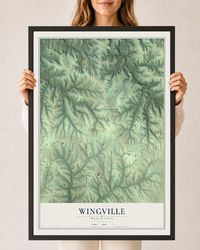 Map of Wingville, Wisconsin, 24 x 36 inch print in a black wood frame