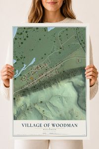 Map of Woodman, Wisconsin, 18 x 24 inch unframed archival matte print