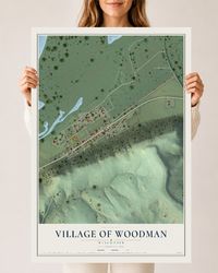 Map of Woodman, Wisconsin, 24 x 36 inch unframed archival matte print