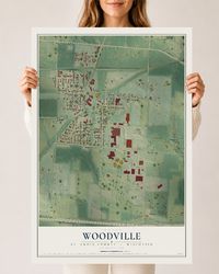 Map of Woodville, St. Croix County, Wisconsin, 24 x 36 inch unframed archival matte print