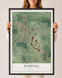 Map of Woodville, St. Croix County, Wisconsin, 24 x 36 inch print in a black wood frame