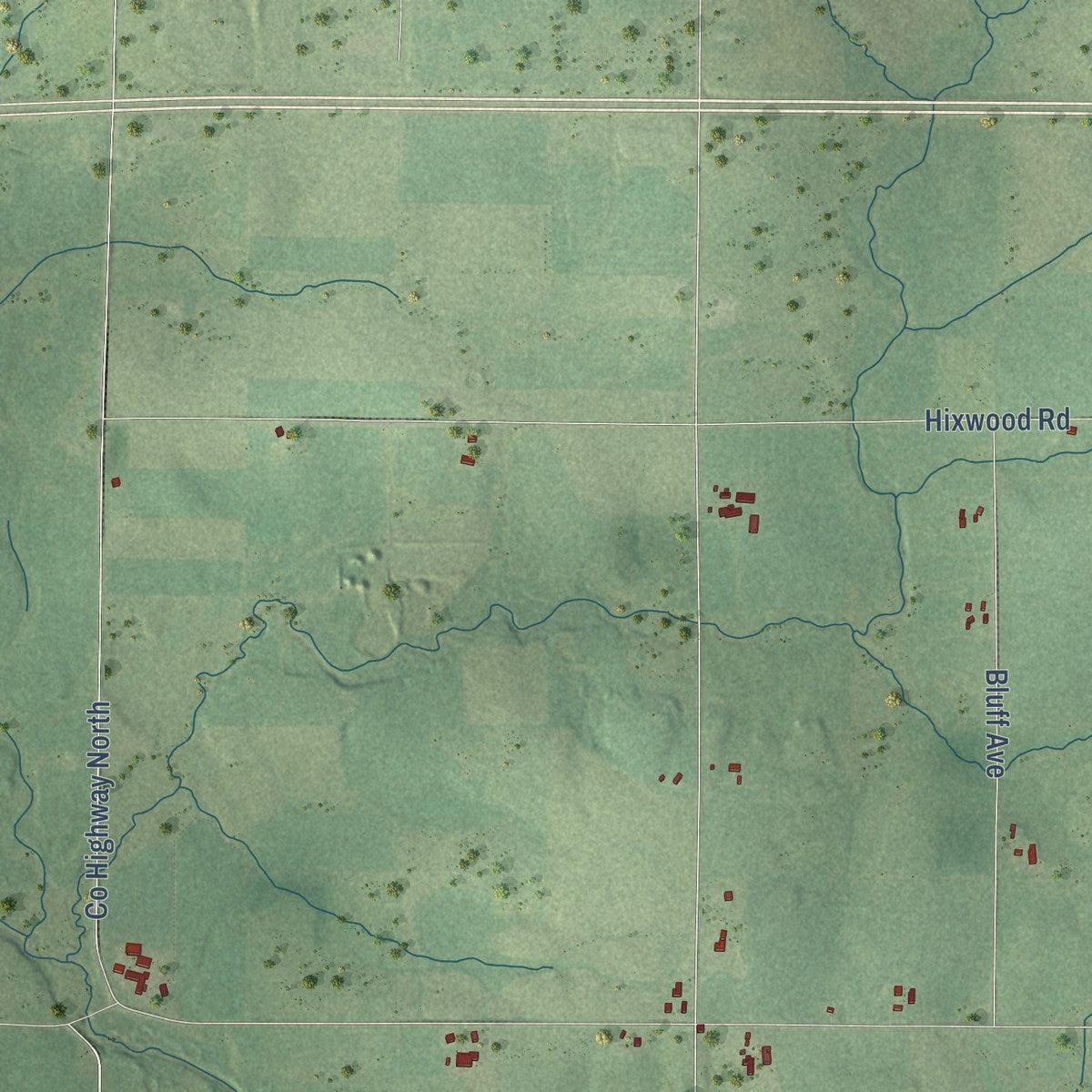 Close-up of the map of Worden, Wisconsin print showing street and building detail