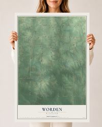 Map of Worden, Wisconsin, 24 x 36 inch unframed archival matte print