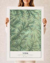 Map of York, Green County, Wisconsin, 24 x 36 inch print in a white wood frame
