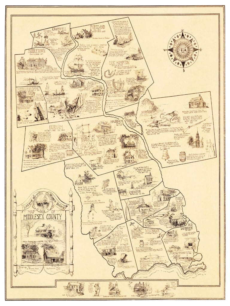 Historical map of Middlesex County, Connecticut