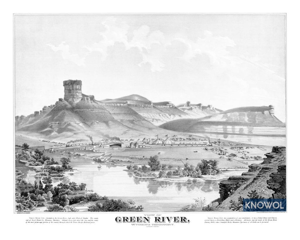 Detailed map of Green River, Wyoming in 1875