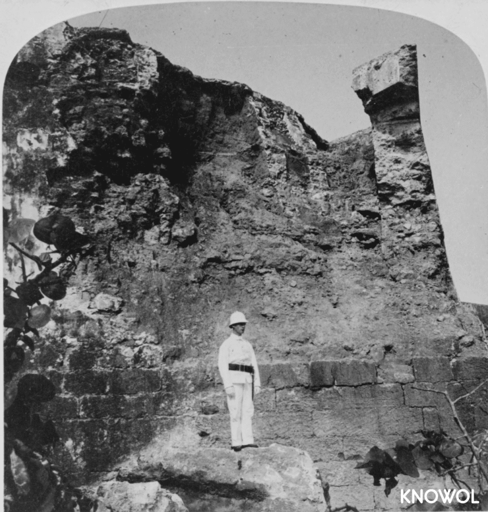 Morro Castle wall - struck by a 13-inch shell during the bombardment of San Juan.