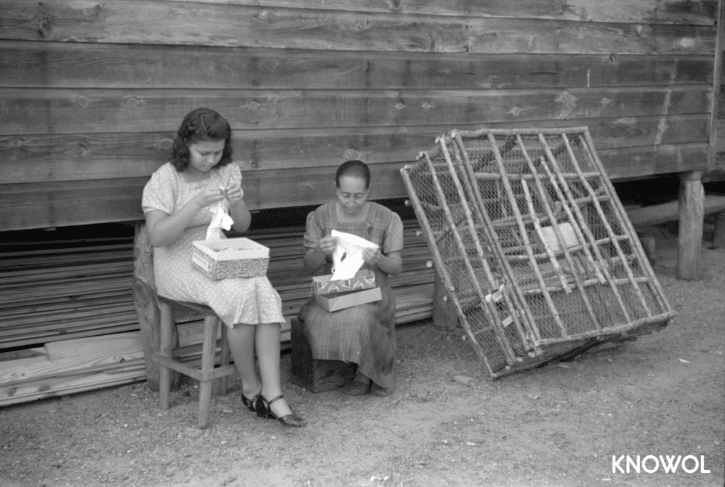 In the fishing village of Puerto Real, many women take in needlework to do at home to supplement their income from fish.