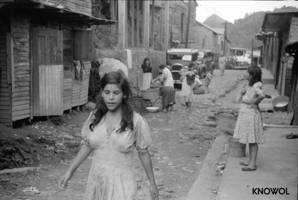 A street scene in the slum area of the hill town of Lares, Puerto Rico.