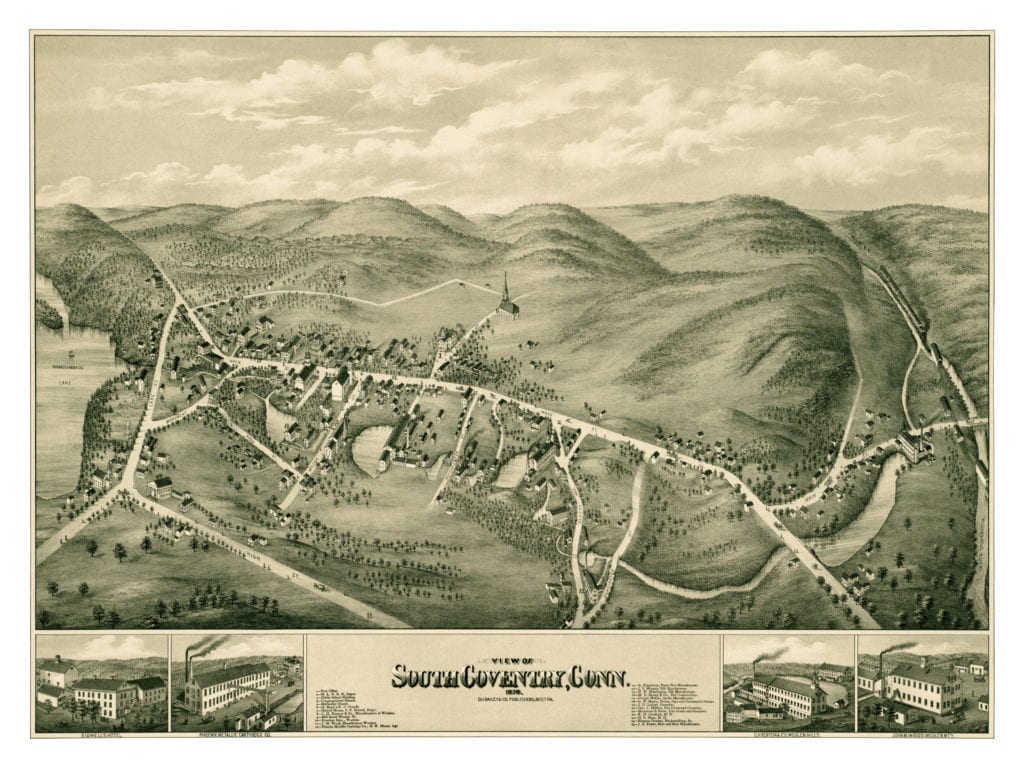 Beautiful old map of South Coventry, CT from 1878