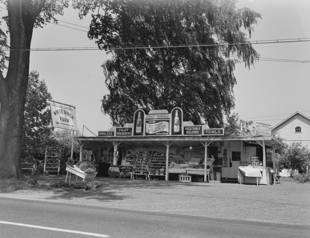 The old fruit and vegetable stand for White Birch Farm in Southington, CT.