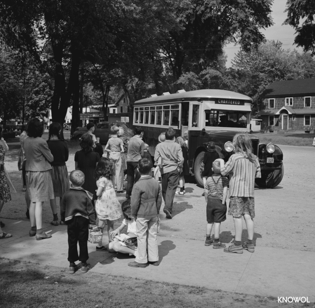 Southington students getting on the school bus.
