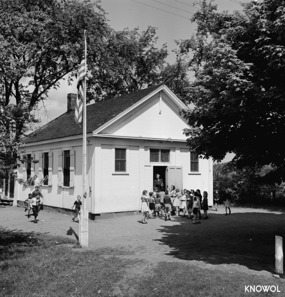 This one room schoolhouse served as an elementary school to younger students.