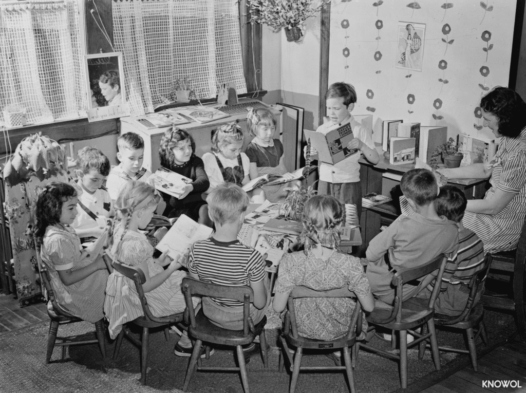 These students are reading the same book as the girl in image #19, "David's Friends at School".
