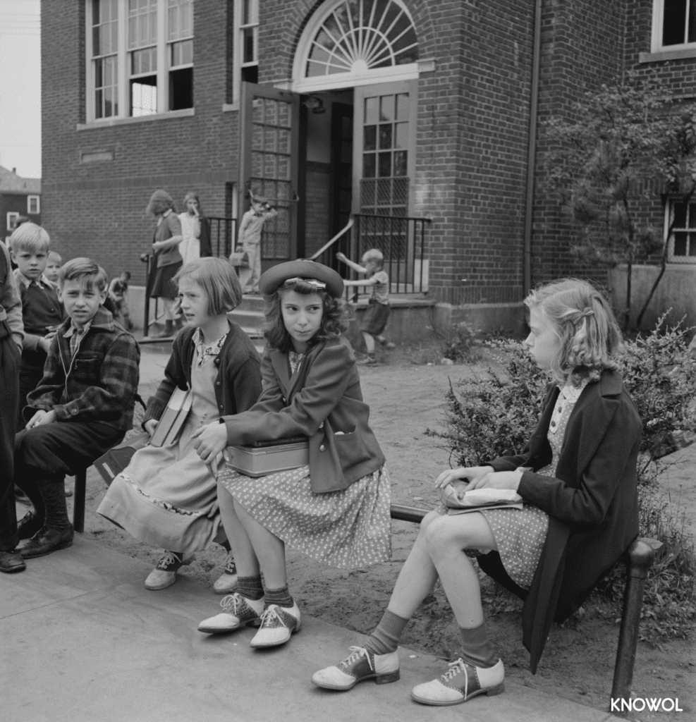 A group of Southington schoolchildren waiting for their ride home.