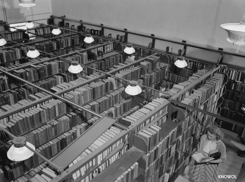 This picture shows the stacks of the Southington public library in 1942.