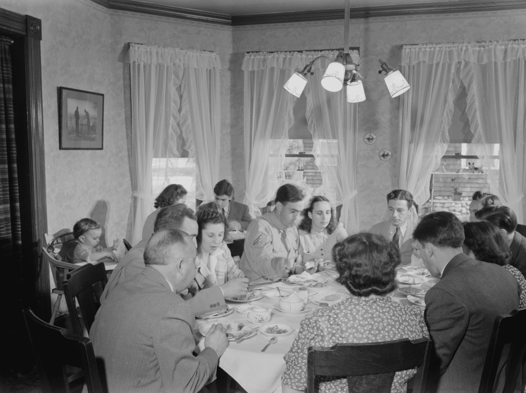 A Sunday dinner honoring twenty-one year old Corporal Robert Hurlbut, who was home on his first furlough from the army.