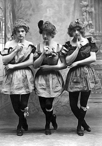 Yale didn't go co-ed till 1969, so these fellas were dressed up as women for a play.