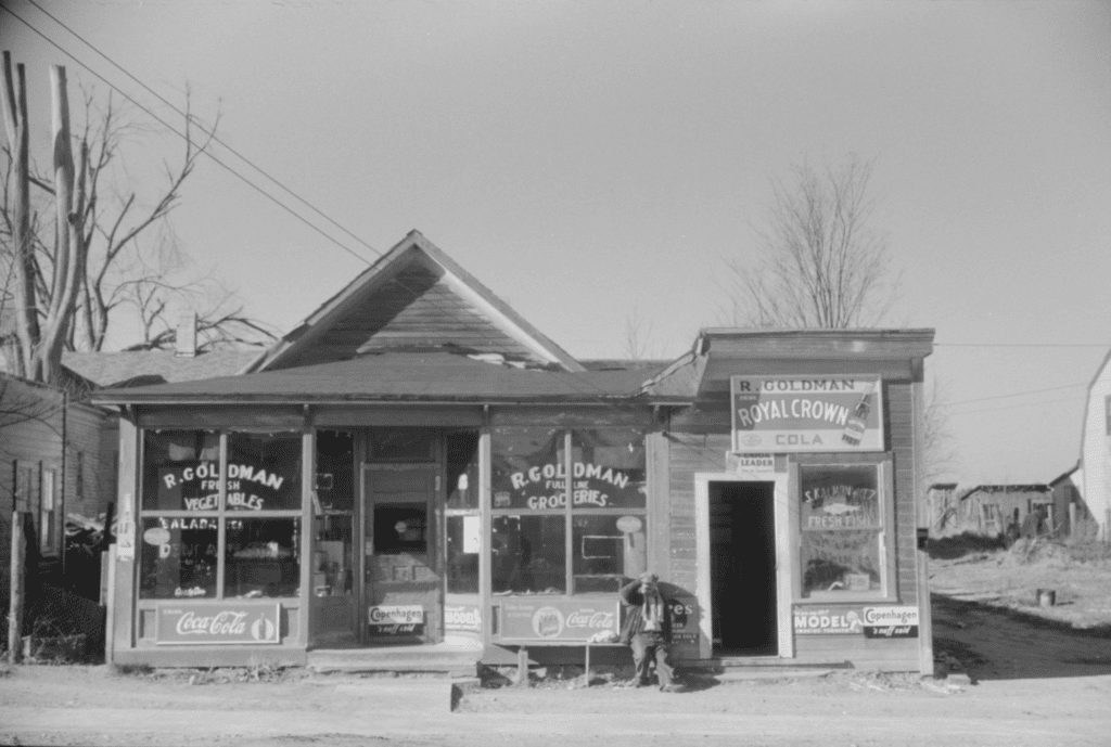 The original photo was labeled "Outside a Jewish Store".