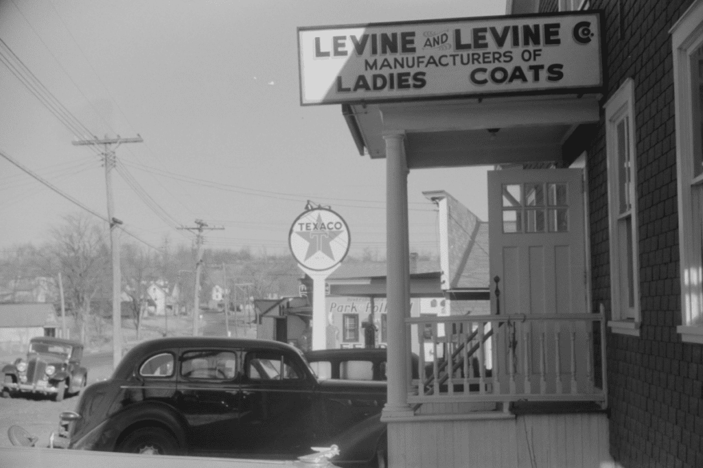 A closer view of the Levine and Levine building.