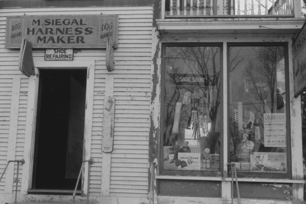 The harness maker made dog collars, dog harnesses, and repaired shoes.