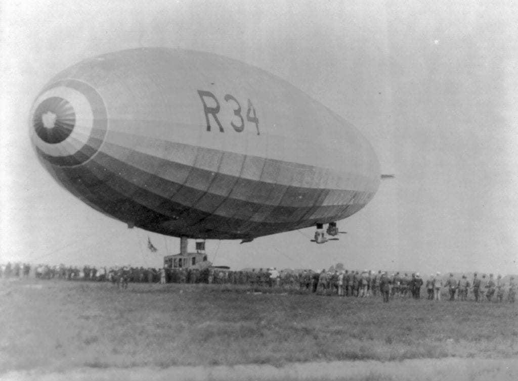 The R-34 was the first aircraft to make an east to west crossing of the Atlantic ocean.
