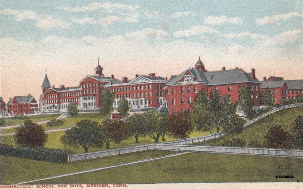 The Connecticut School for Boys was beautifully located on top of a hill with large sloping lawns on Colony street.