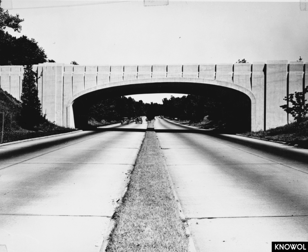 Redding Road Bridge spans the Merritt Parkway in Fairfield, CT.