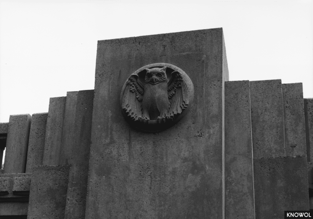 A detailed owl adorns both supports of the Hillside Road bridge in Fairfield.