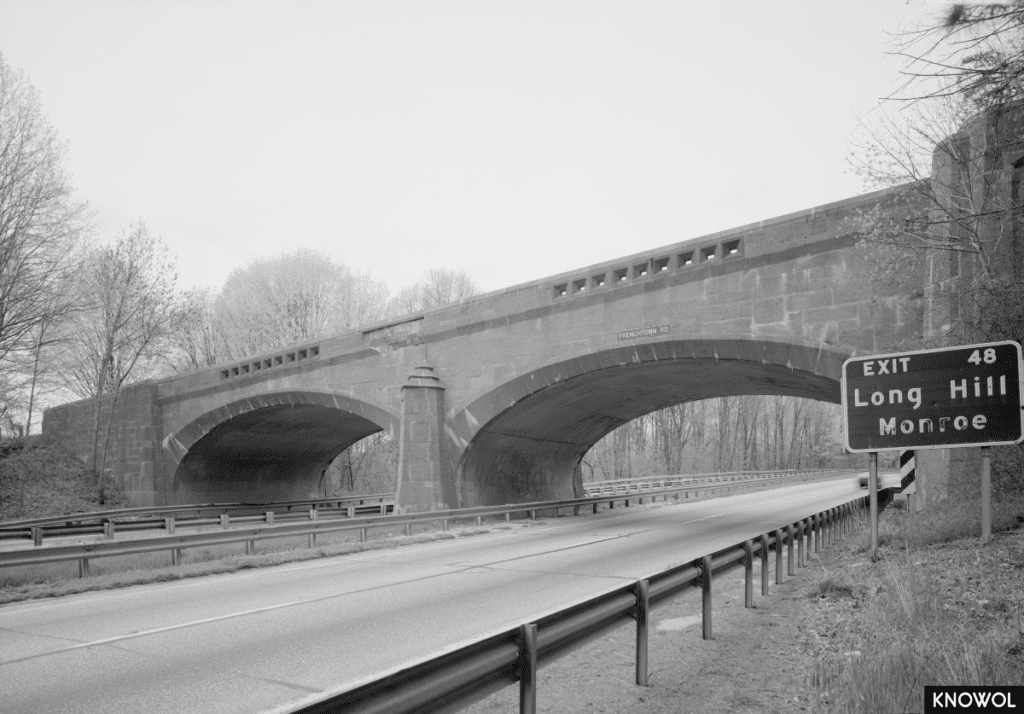 Frenchtown Road Bridge spans the Merritt Parkway in Trumbull, CT.