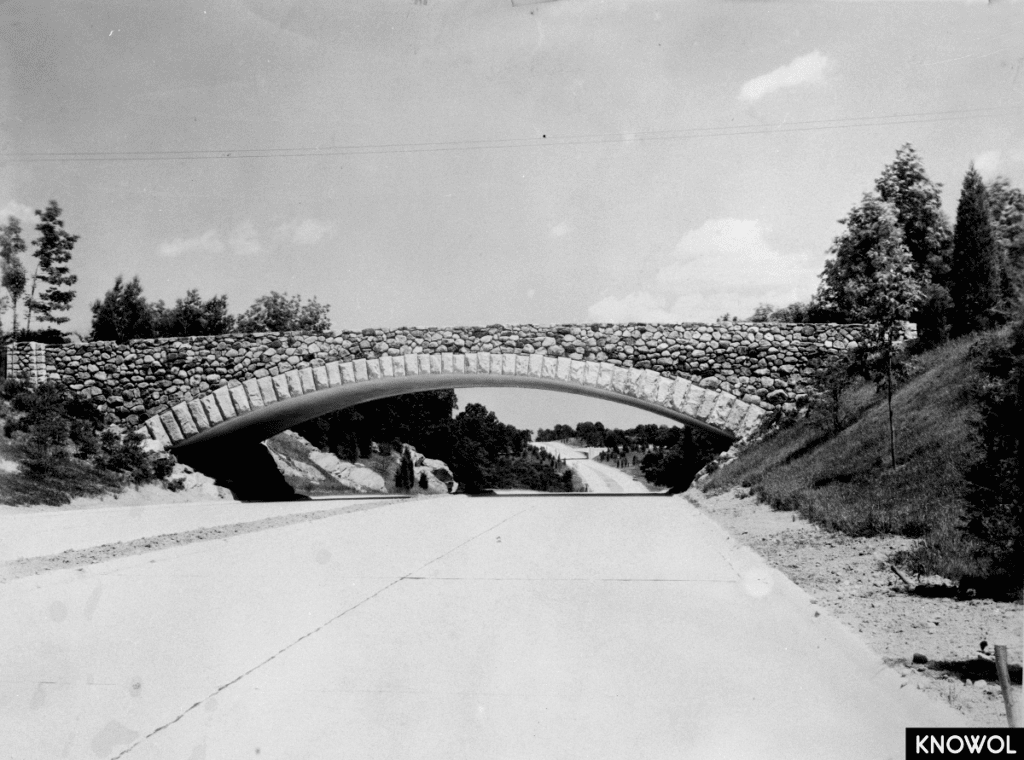 The Guinea Road Bridge spans the Merritt Parkway in Stamford, CT.