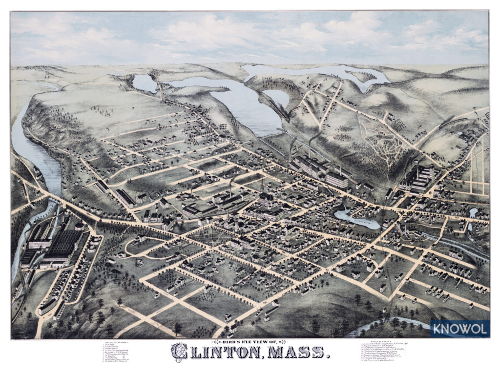 Restored map of Clinton, MA from 1876
