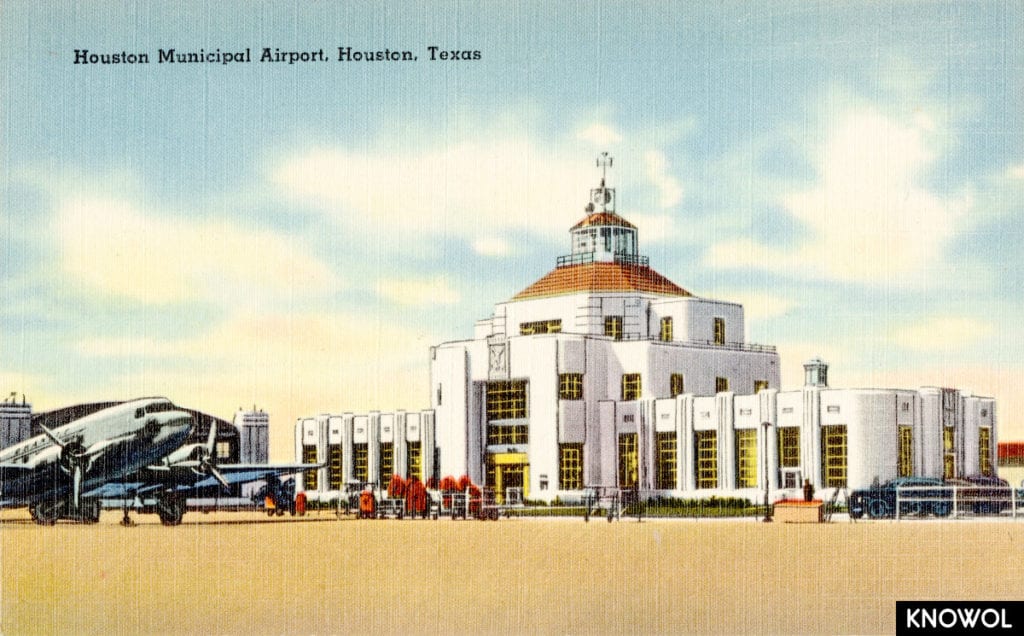 This is the Houston Municipal Airport Terminal building, now known as the 1940 Air Terminal Museum.