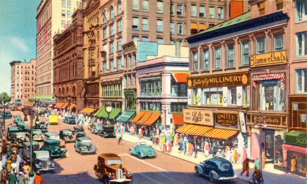 This is a view of Hartford's Main Street in the 1950's.